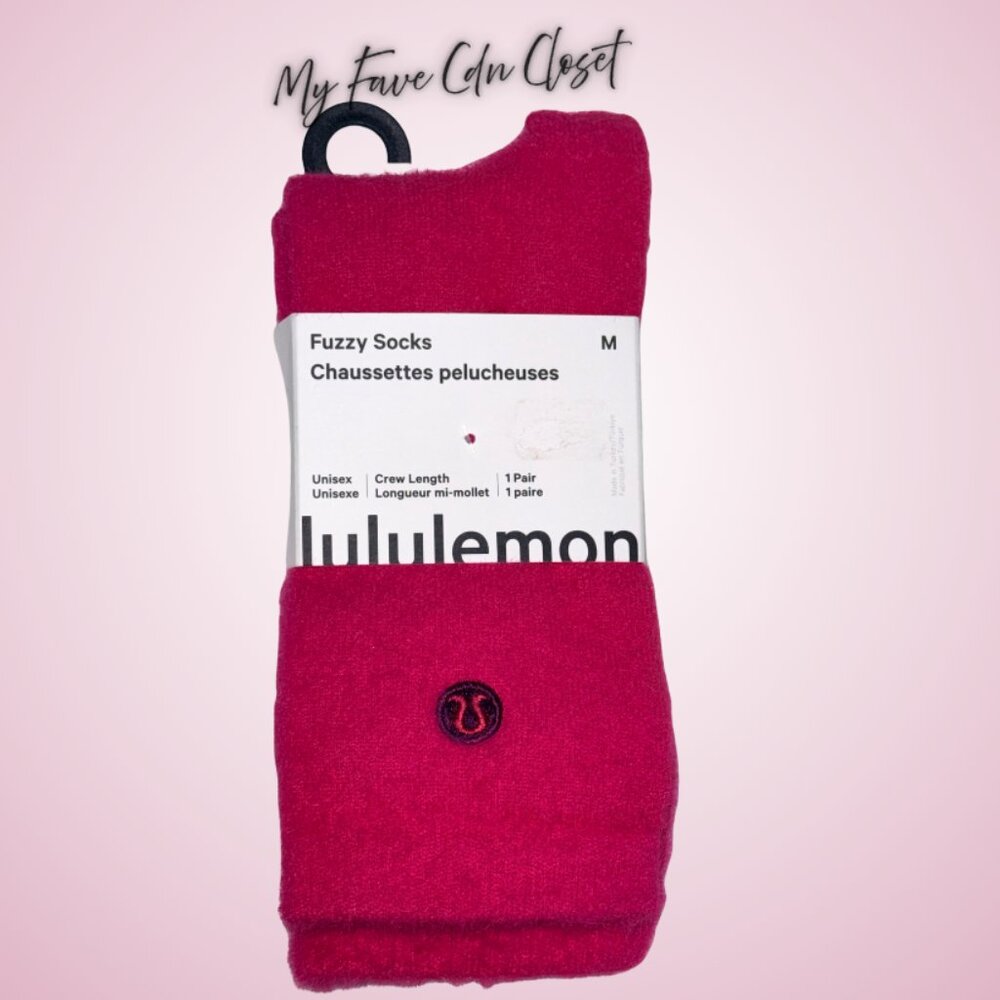 NEW**Lululemon Fuchsia Fuzzy CREW Socks sz M